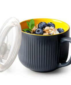 NUTRIUPS Keramik Suppenschüssel 900ml Mikrowellenfest mit Henkel – Groß für Suppe & Kaffee