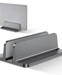 Bewahly Vertikaler Laptop Ständer, Aluminium Verstellbar, Platzsparend für MacBook und Windows Notebooks, Idealer Stände