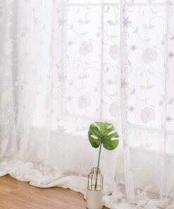 MIULEE Vorhänge Vorhänge für Wohnzimmer und Schlafzimmer Weiß Blumen Stickerei Design Jeder 225x140cm