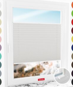 Schuette® Thermo Plissee mit Bohren zum Anschrauben - Spring Cloud (Grau) - 85x100cm - Suprafix Faltrollo Befestigung -