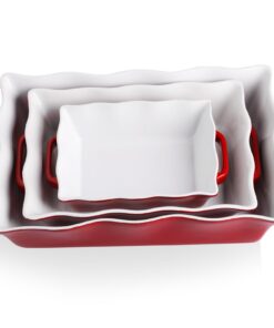Sweejar Home Keramik-Backformen für Ofen, 3er-Set, rechteckig mit Griffen