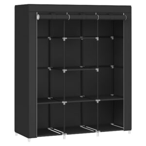 SONGMICS Kleiderschrank für Schlafzimmer mit großem Speicher Raum und tintenschwarz RYG096B01
