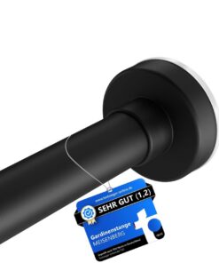 MEISENBERG Gardinenstange ohne Bohren – verstellbar 110–200 cm, Teleskop‑Klemmstange für Fenster, Dusche & Terrasse