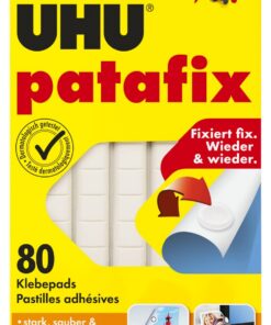 UHU Patafix wieder ablösbare und verwendbare Klebepads für Kinder und Erwachsene im Büro und zu Hause, 80 Stück - sofort