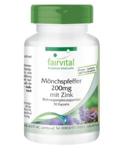 Fairvital Mönchspfeffer 200mg mit Zink für HOCHDOSIERTES Effekt - VEGAN - 90 Kapseln - für stressreiche Tage