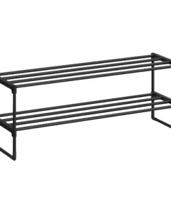 SONGMICS 2-Ebenen-Schuhregal für 12-15 Paar Schuhe, Metallbau, achtsam für Flurbereich, schwarz, 30 x 92 x 34 cm LSA12BK