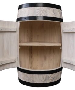 Weeco Holzfass mit Tür Flaschenregal für 40 Flaschen -Vintage Whiskyständer - Bartisch - Minibar