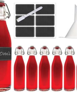 6x 1L Leere Glas Bügelflaschen mit Bügelverschluss zum Selbst Abfüllen Schnaps Likör Saft