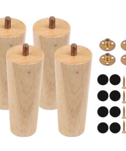 4 Stück Massivholzkonische Tischbeine für Möbel mit Montageplatten & Schrauben | 12cm Konische Möbelfüße aus Massivholz