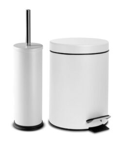 Harbour Housewares Runde Toilettenbürste & Bin Set Matt White - Stilvolles Badezimmer Set