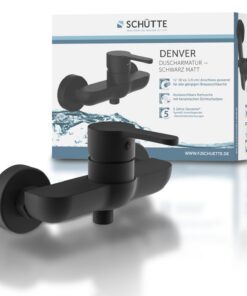 Schütte 44406 Denver Thermostat Duscharmatur Schwarz matt mit Mishbatterie für Badezimmer