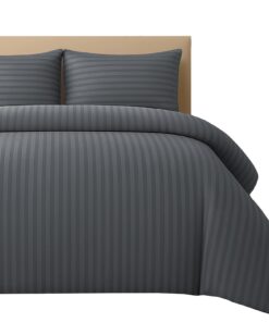 Pamposh Geprägte Satin Streifen Bettwäsche 135x200 cm - Weiche & Atmungsaktive Satin, Pflegeleicht & Elegant Sets