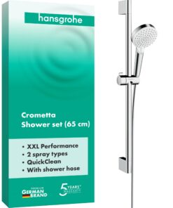 Hansgrohe Crometta - Weiniger Duschset mit Duschkopf und Spezialfunktionen, Duschschlauch (1,60 m) und Duschstange (0,65