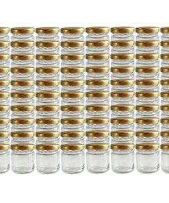 100er Set Mini Sturzgläser 53 ml Gold Deckel To 43 - Rundgläser für Honig Marmelade Kaviar Einmachgläser