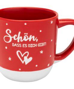 GRUSS & CO Motiv "Schön" Kaffeetasse aus Steinzeug | Geschenk Weihnachten | Wintertasse 40cl 9,2cm