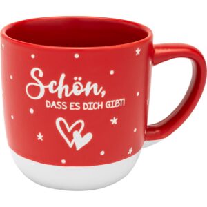 GRUSS & CO Motiv "Schön" Kaffeetasse aus Steinzeug | Geschenk Weihnachten | Wintertasse 40cl 9,2cm