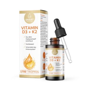 Vitamin D3 & K2 Tropfen - Hochdosiert 1.000 I.E. D3 & 20 µg K2 - Premium Rohstoff K2VITAL® MK7 All-Trans - Ohne Gluten,