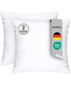 Komfortec Oeko-TEX Zertifiziert Kopfkissen 80x80 cm, 1000g Füllung, Allergiker geeignet, Waschbar, 2er Set