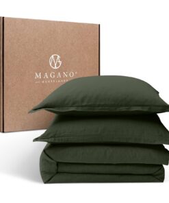 Magano® Premium Bettwäsche 155x200 Dunkelgrün | Weich & Bügelfrei | Hypoallergen & Atmungsaktiv + Deckenbezug 155x200 cm