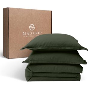 Magano® Premium Bettwäsche 155x220 Dunkelgrün | Weich & Bügelfrei | Hypoallergen & Atmungsaktiv + Deckenbezug 155x220 cm