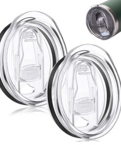 WKRTDY 2er Set Ersatzdeckel für Thermobecher - Langlebige, transparente Kunststoff-Deckel für dichtes Trinken - Idealer