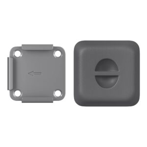 SONGMICS Bodenhalterung für SSONGMICS Alu-Seitenmarkisen-Gestege, Metallplatte mit Kunststoff-Deckel, grau GSA004 | Met