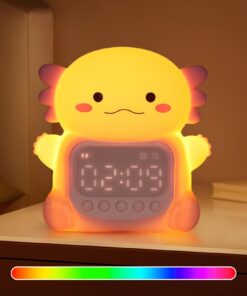 Yiliaw Axolotl Wecker mit Ok to Wake + Nachtlicht, 7 RGB-Farben für Kinder Schlafzimmer