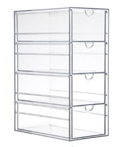 SUMTree Transparentes Schreibtisch-Organisierer-Set mit 4 Schubladen, stapelbare Aufbewahrungskasten, Ideal für Badezimm