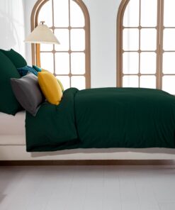 Bettwäsche Dunkelgrün 135x200 bügelfrei & knitterfrei - Mikrofaser Set mit Reißverschluss für Ihr Bett & Kissen 135 x 20