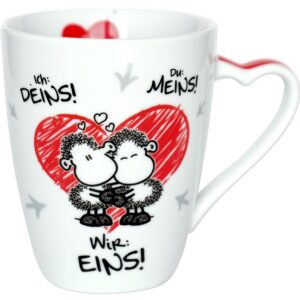Sheepworld Kaffee- und Teetasse „Ich Deins, Du meins, Wir eins“ | Perfektes Geschenk zum Valentinstag | Porzellankaffeet