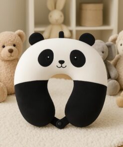 KAMACA Ergonomisches Nackenkissen für Kinder mit Memory Foam und Flauschbezug (Panda Nackenhörnchen) | KAMACA Reisekiss