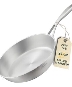 SILBERTHAL Edelstahl Pfanne Unbeschichtet - Induktion - Für Profis - Ideal für Röster - 24cm - Ofenfest