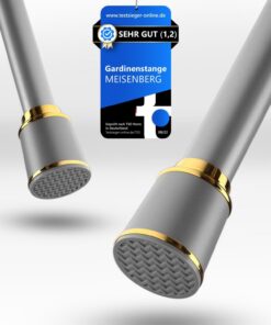MEISENBERG Grau Gardinenstange 87-120 cm Teleskopstange zum Klemmen | MEISENBERG Grau Vorhangstange Ausziehbar 87-120 c