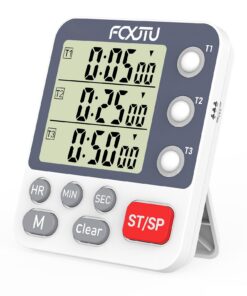 FCXJTU Digitaler Küchentimer 3 Kanäle großes Display lauter Alarm magnetisch weiß