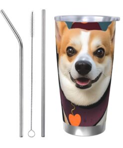 GTKSYNVE Halloween Corgi Dog Witch Tumbler für Outdoor-Verwendung mit_ANTIF Thurmfestplatte und Strohhalm, 590g_thermow