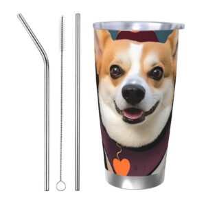 GTKSYNVE Halloween Corgi Dog Witch Tumbler für Outdoor-Verwendung mit_ANTIF Thurmfestplatte und Strohhalm, 590g_thermow