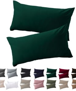Kopfkissenbezug 40x80 Dunkelgrün - bügelfrei & knitterfrei | 40 x 80 2er Set Kopfkissenbezug Dunkelgrün - Reißverschlus