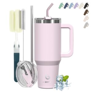 BIGRD Rosa Thermosflasche 40oz Thermal Mug Dual-Wand Insulated Travel Becher mit Strohhalsrucdeund Lackierung