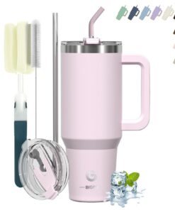 BIGRD Rosa Thermosflasche 40oz Double-Wandiger Stahl Vacuum-Insulated Travel-Kaffee Becher