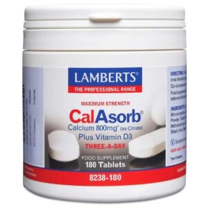 Lamberts CalAsorb (Calcium Citrat) & Vitamine D3 für Erwachsene zur Starken Knochengesundheit und Calcium-Verteitung im
