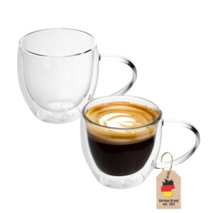 INTIRILIFE 2X Doppelwandige Thermo Gläser Set - Mundgeblasen isoliert für Espresso und Cappuccino - Ideals für amouröse