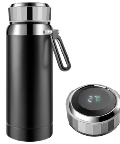 Homealexa 800ml Thermosflasche, Vakuum Isolierbecher, Edelstahl Kanne, Temperaturanzeige, Ideal für Home, Büro, Reise, S