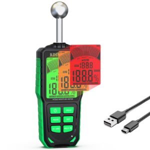 RDINSCOS Wiederaufladbarer Feuchtemessgerät Für Mauerwerk mit Farbdisplay,wand,Wand-Feuchtemessgerät,Mauerwerk,Holz,Beto