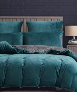 Luowei Warme Wende Bettwäsche 200x220cm Petrol Blau Grau Flauschig Winterbettwäsche mit Reißverschluss Fleece Set + 2 Ki