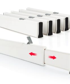 6er Set Verstellbarer Schubladentrenner Küche 33-55cm, Hoch 6cm Plastik Organizer Weiß