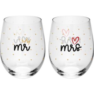 GRUSS & CO Mr. & Mrs. Trinkglas-Set | Geschenkset für Paare, 2x 60 cl konische Gläser in Geschenkbox | Hochzeitsgeschenk