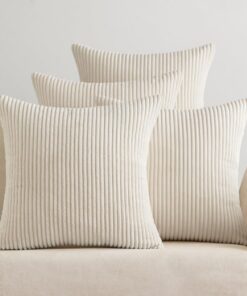 EMEMA Weihnachtsdekoration Kordsamt Kissenbezüge 4er Set Sofakissen Weiche für Wohnzimmer und Schlafzimmer Creme
