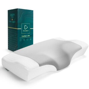Ecosafeter Memory Foam Kopfkissen für Orthopädisches Schutz gegen Schulterschmerzen für Seiten, Rücken & Bauchschläfer -