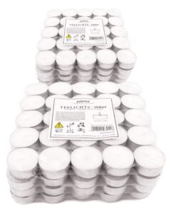 Pajoma® Teelichte Weiß | unbeduftete Teelichter | Brenndauer 4 Std. - 20 g Wachsgewicht, 25 x 38 mm | Dekorieren, Party,