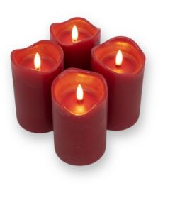 ToCi Flammenlose Echtwachskerzen Advent LED Dunkelrot Timer Schwarzer Docht